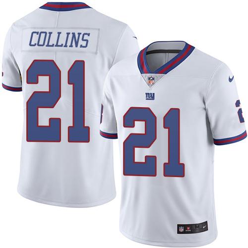 Nike Giants #21 Landon Collins White Men's Stitched NFL Limited Rush Jersey - Click Image to Close